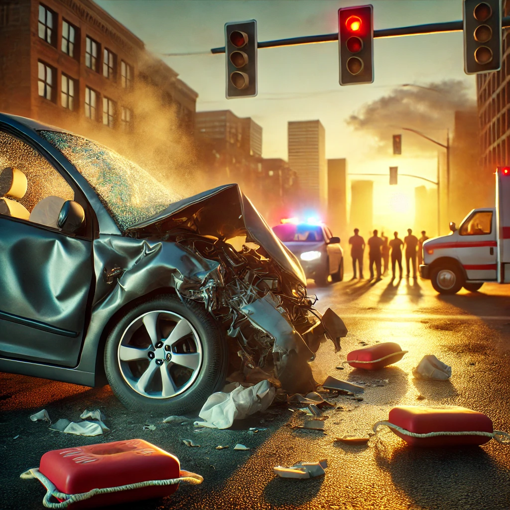 car accident scene at dusk